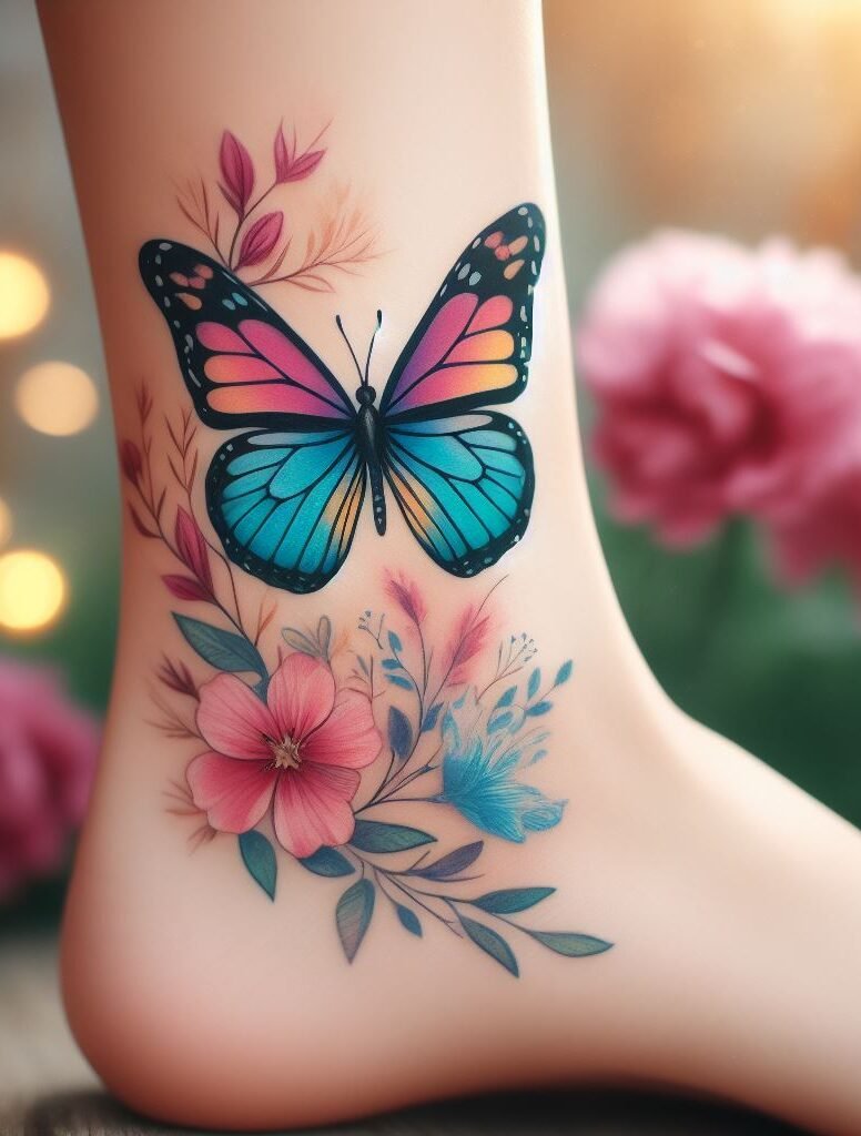 Take flight with these delicate butterfly foot tattoos! Perfect for the free spirit who wants a beautiful reminder of transformation on their soles.
