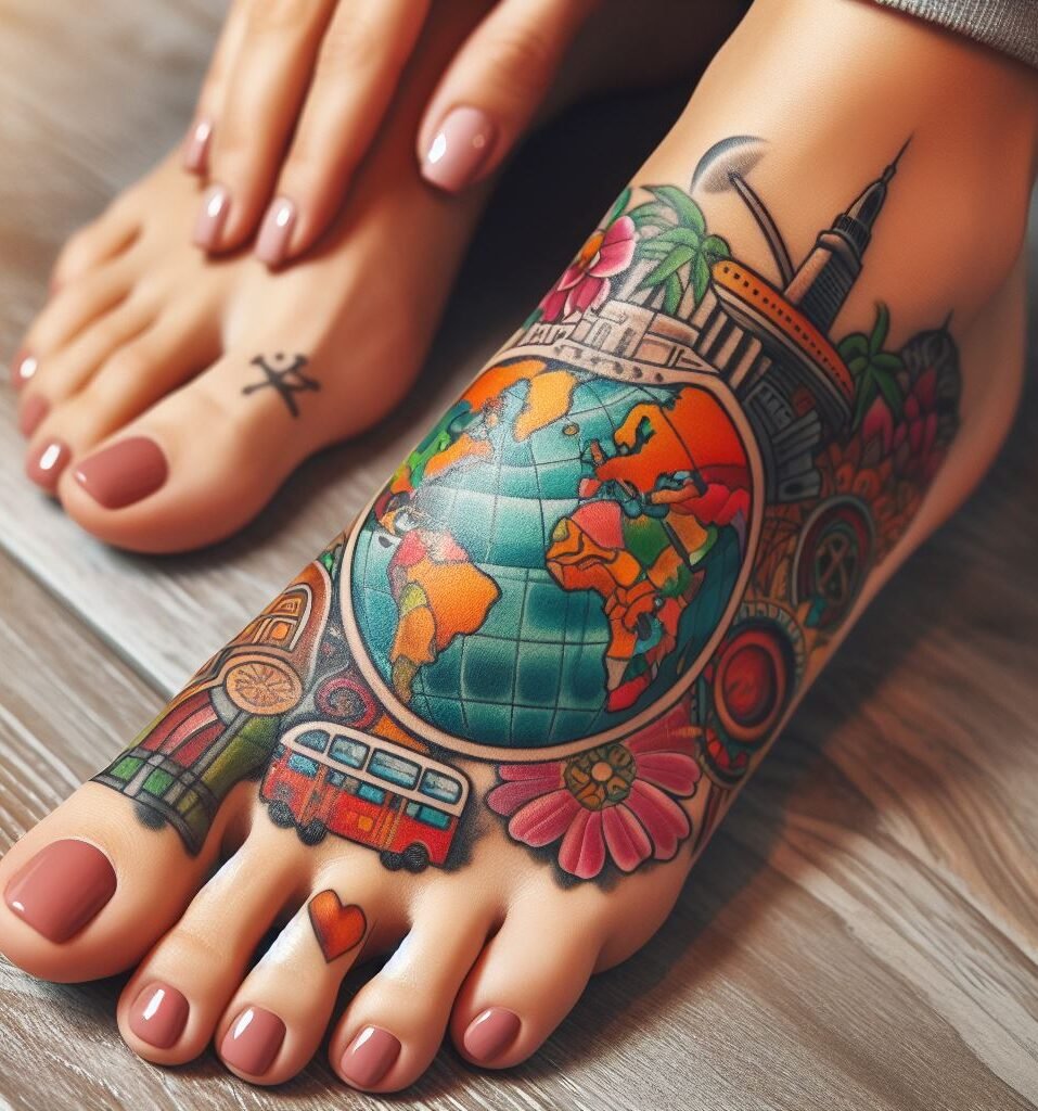Embrace the journey with a winding road disappearing towards the horizon on your foot. This symbolic design reminds you that it's not just about the destination, but the beautiful experiences along the way.