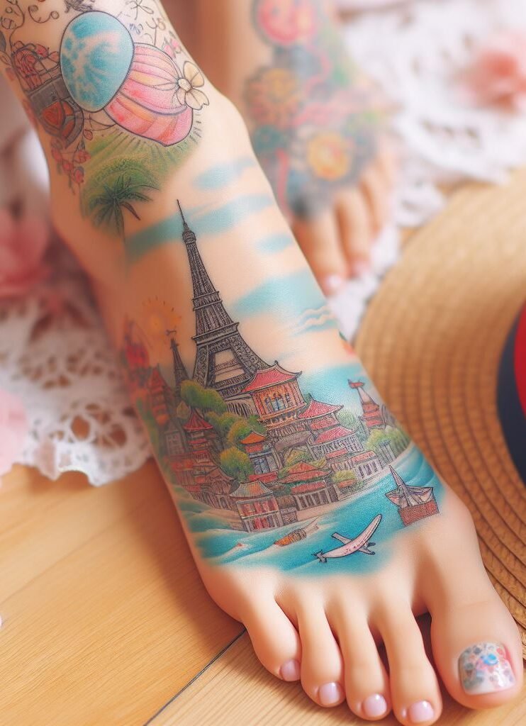 Show your love for specific destinations with tiny landmarks adorning your foot. From the Eiffel Tower to the Great Wall of China, personalize your wanderlust.