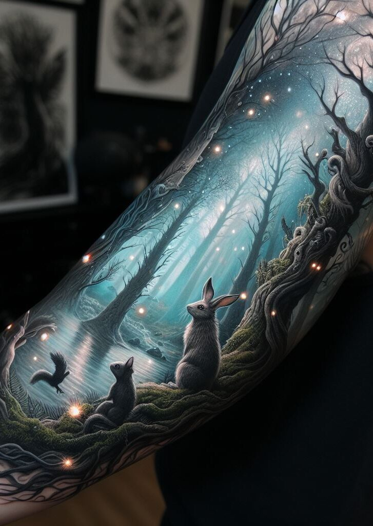 Nature meets artistry! Find inspiration for enchanting hand tattoos that capture the spirit of a magical woodland. #handtattoos #forestattoos #tattoos #pocoko #tattooideas #womentattoos #girltattoos #naturetattoos