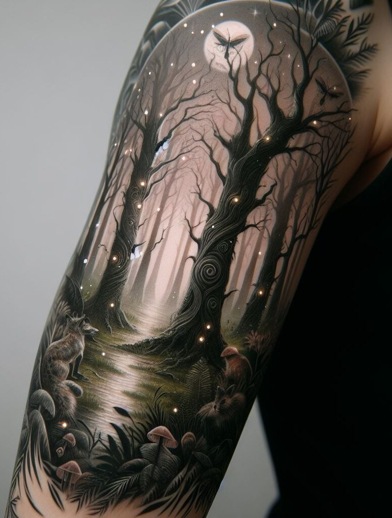 Storytelling on your skin! Unleash your inner fairy tale with enchanting forest hand tattoos featuring hidden pathways and fantastical creatures. #handtattoos #forestattoos #tattoos #pocoko #tattooideas #womentattoos #girltattoos #storytellingtattoos