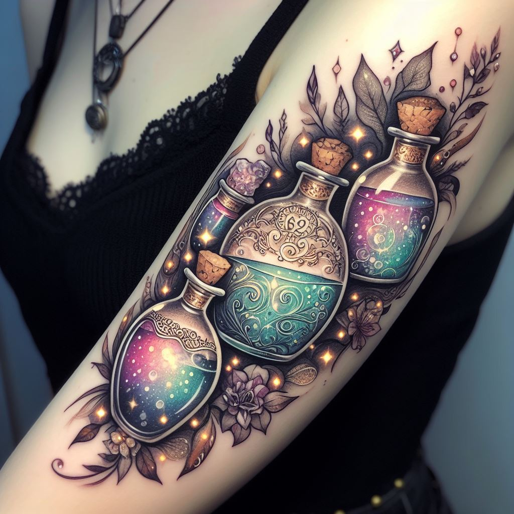 Hand Tattoos Magical Potion Bottles