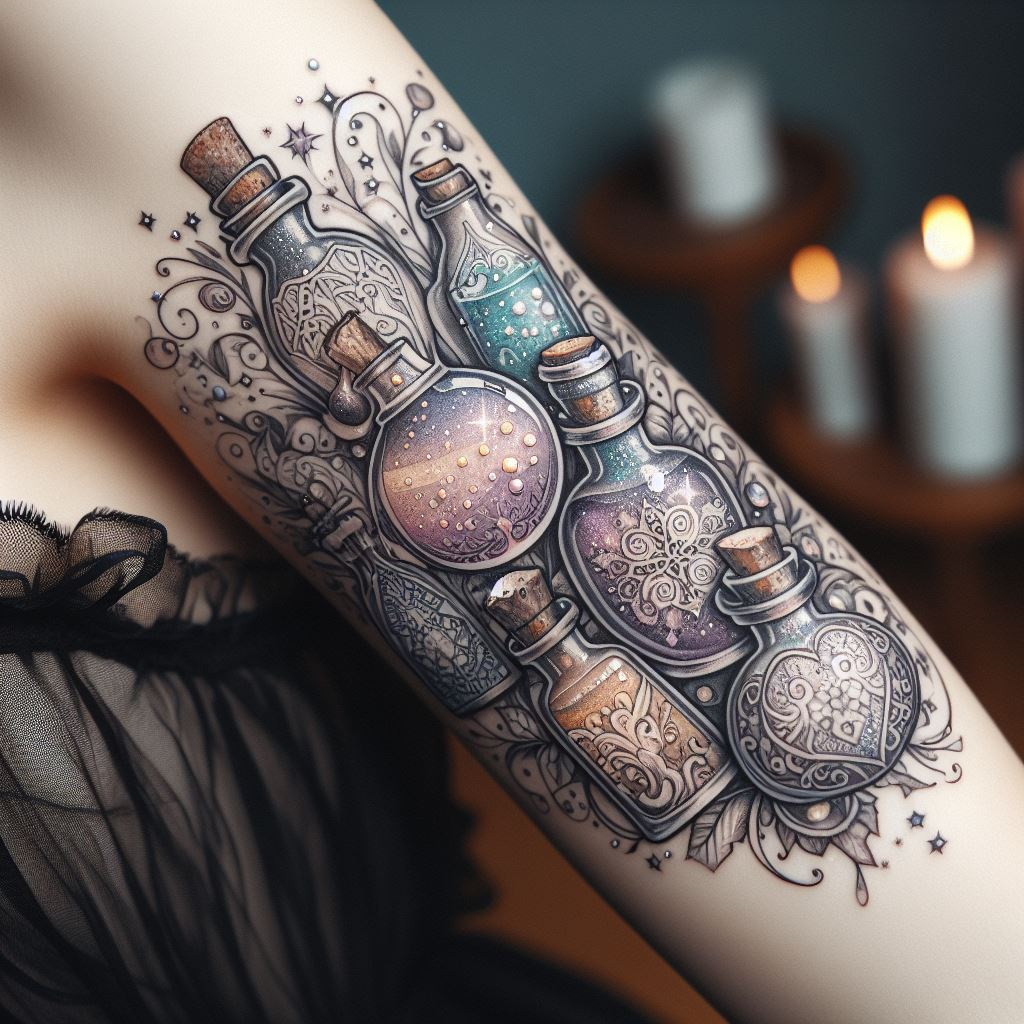 Hand Tattoos Magical Potion Bottles