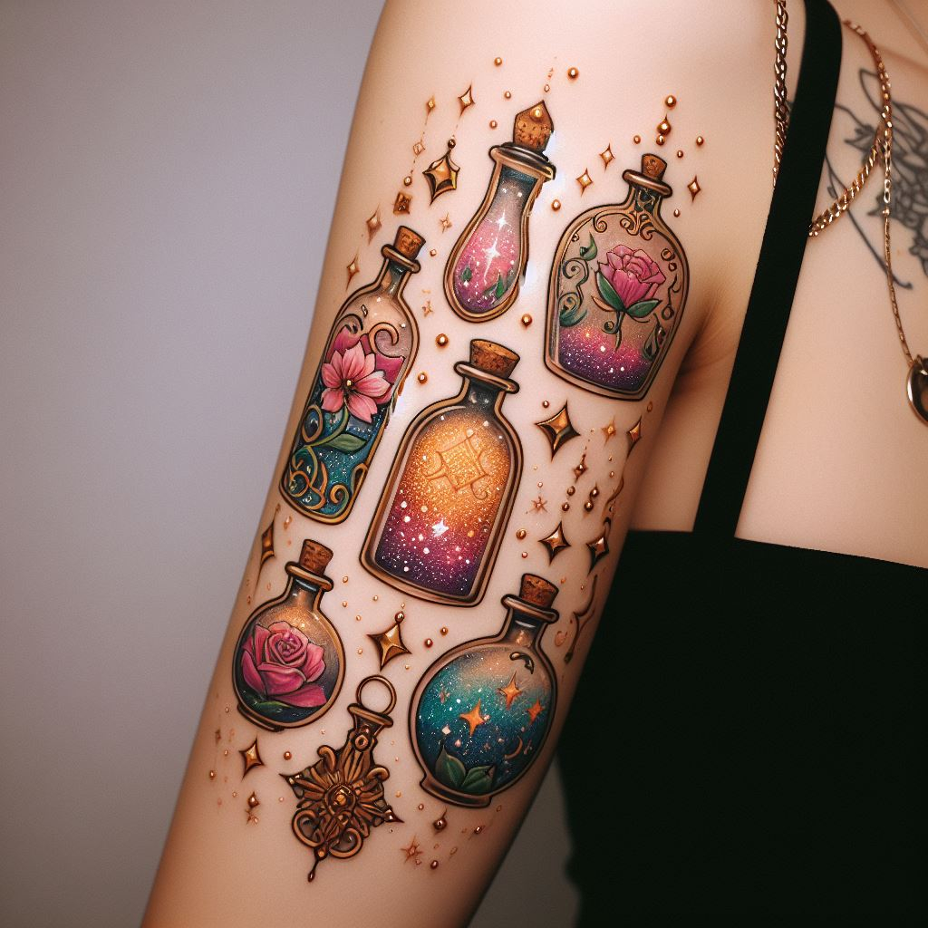 Hand Tattoos Magical Potion Bottles