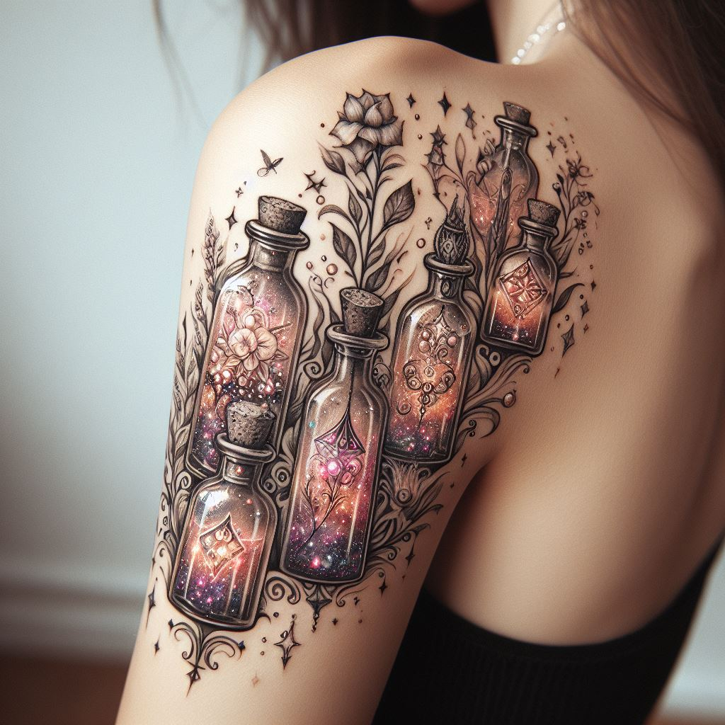 Hand Tattoos Magical Potion Bottles