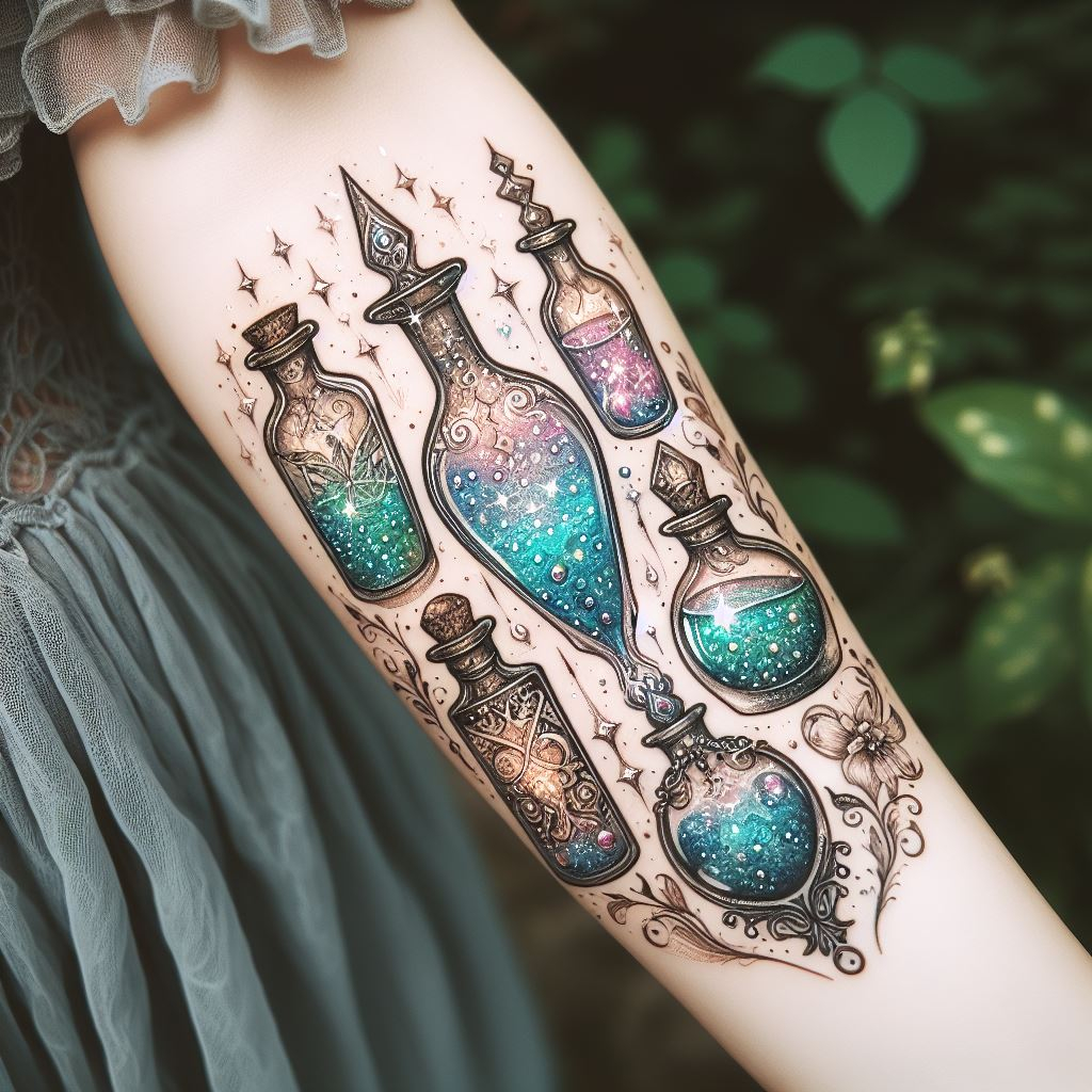 Hand Tattoos Magical Potion Bottles