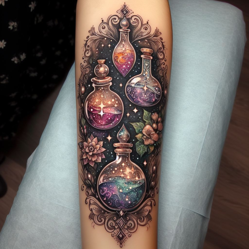 Hand Tattoos Magical Potion Bottles