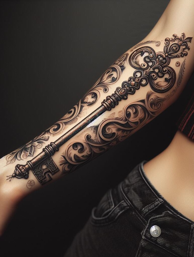 Classic and captivating! Discover the timeless appeal of vintage lock and key tattoo designs. #tattoos #pocoko #tattooideas #lockandkeytattoos