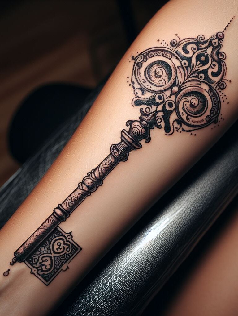 Unlock a world of possibilities! Vintage lock and key tattoos offer endless design variations to suit your style. #tattoos #pocoko #tattooideas #lockandkeytattoos