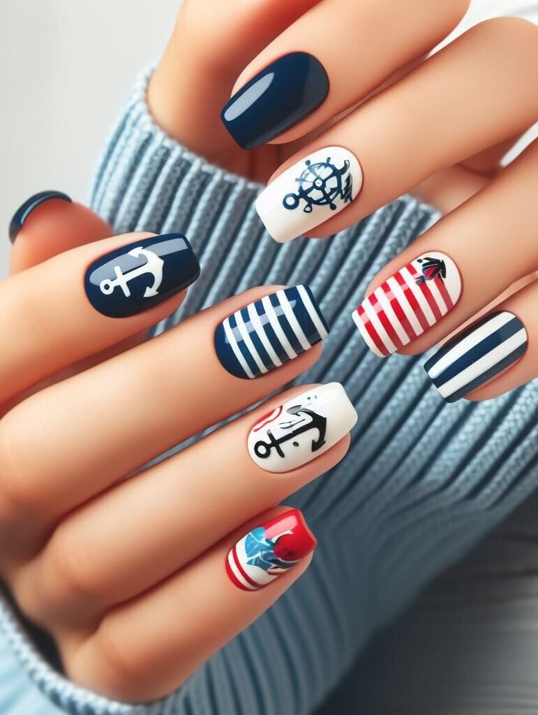 Sunset sails for stunning nails! ✨ Capture the beauty of a nautical sunset with vibrant orange, pink, and purple hues blended seamlessly for a breathtaking and unique look.