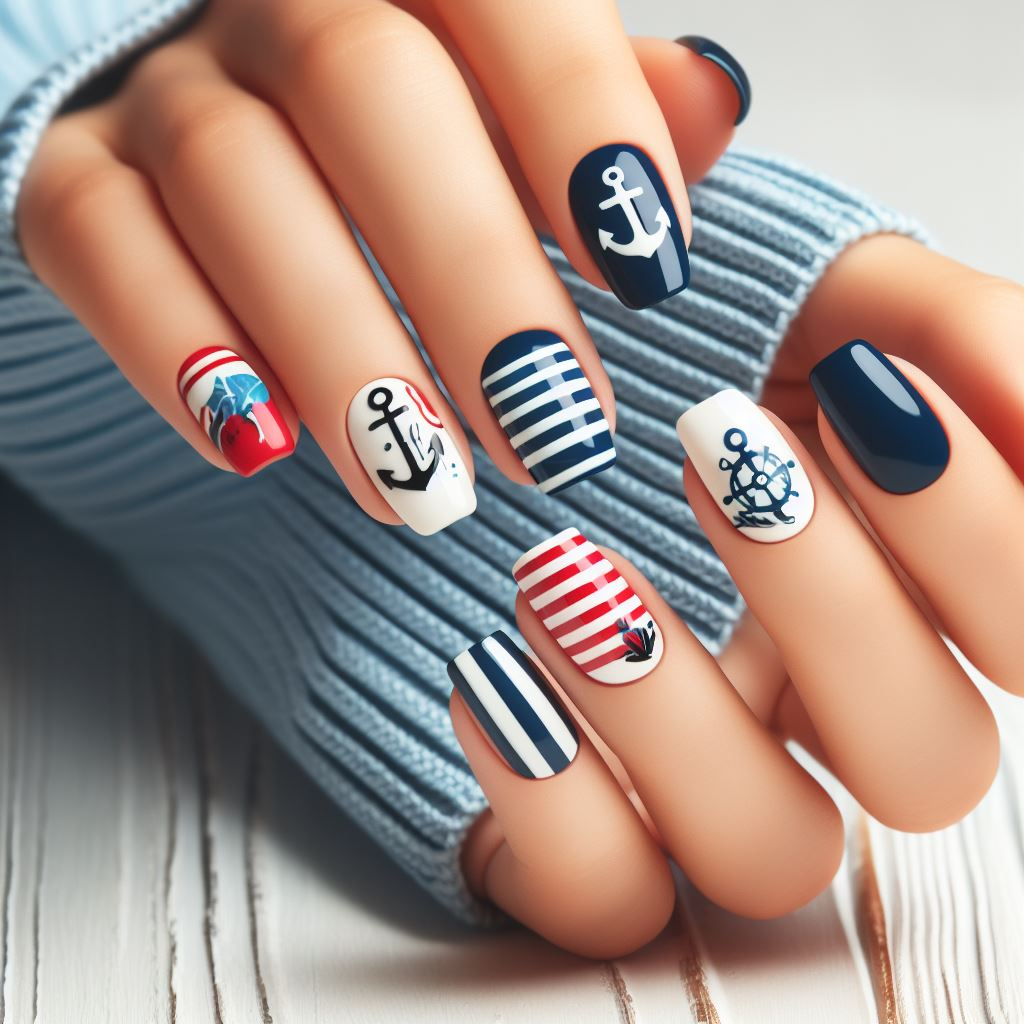 Nautical Nail Art