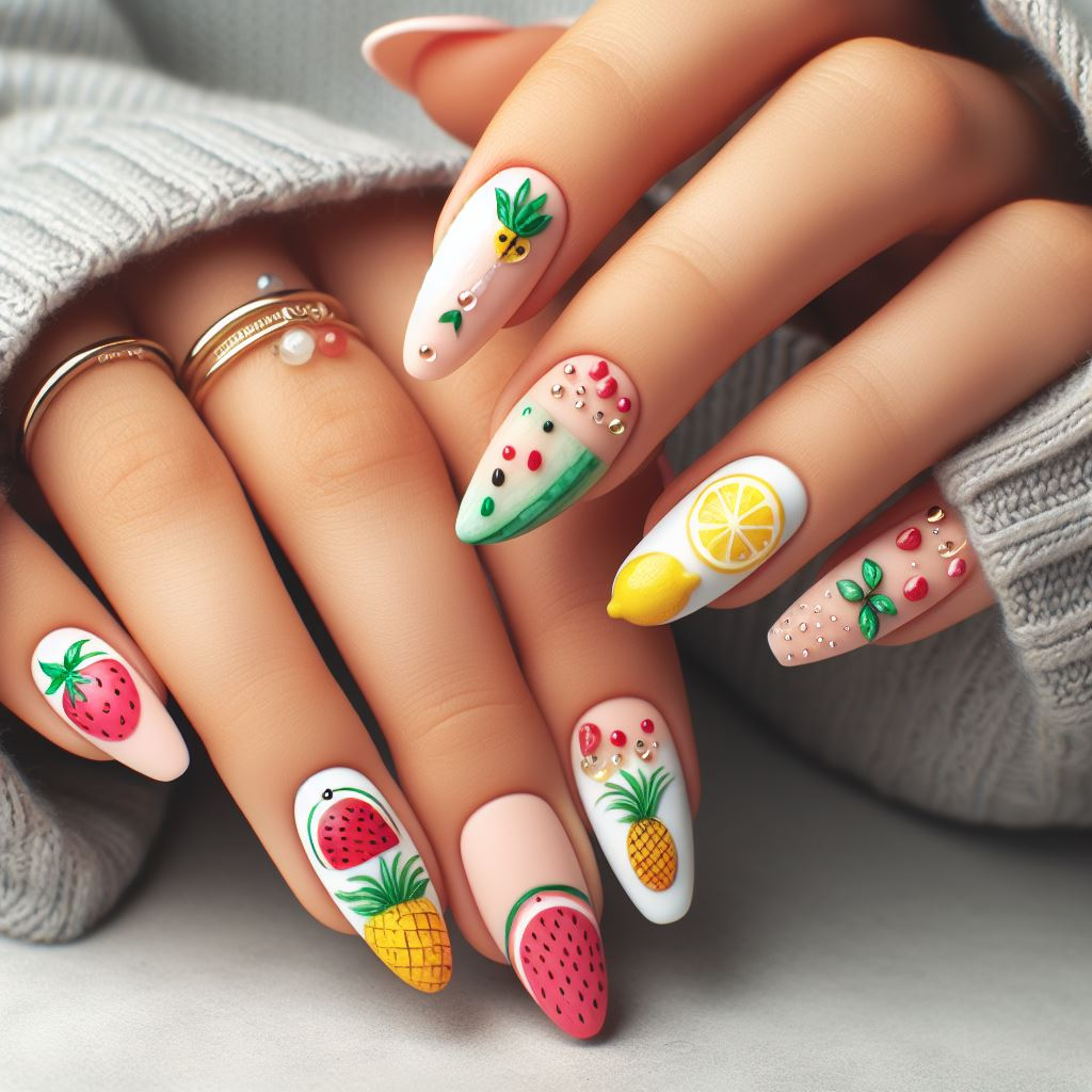 Sweet Fruits Nail Art Designs 2024