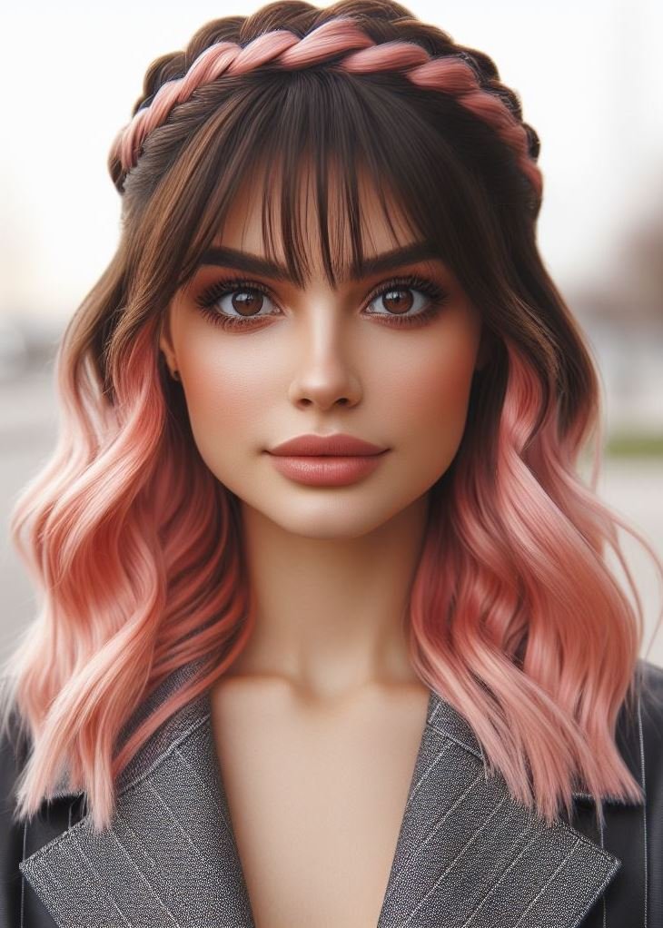 Stunning Crown Braids with Ombre Highlights: Unveiling a World of Color and Style | Pocoko Rock this stunning blush pink ombre with a crown braid for a hairstyle that's both playful and sophisticated. #pinkhairstyle #pocoko #hairstylesforgirls