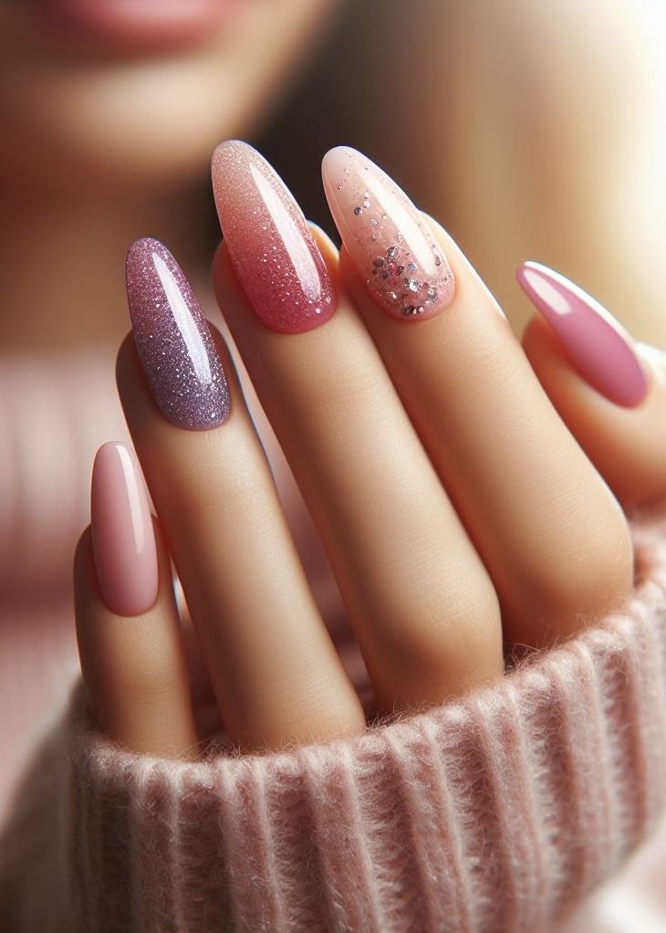 Feeling soft & romantic? Rock pink to purple ombre nails! ✨ Add a hint of sparkle for an irresistible twinkle.