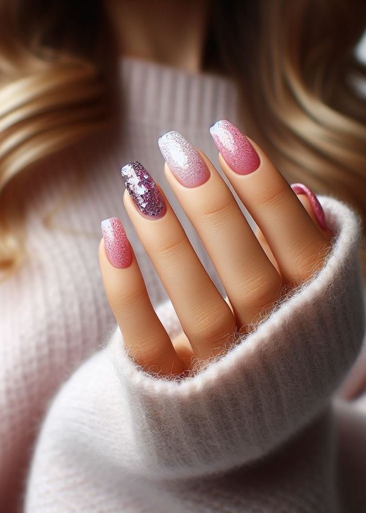 Feeling fancy? Pink & purple ombre nails are effortlessly elegant. ✨ Add a touch of glitter for extra oomph.