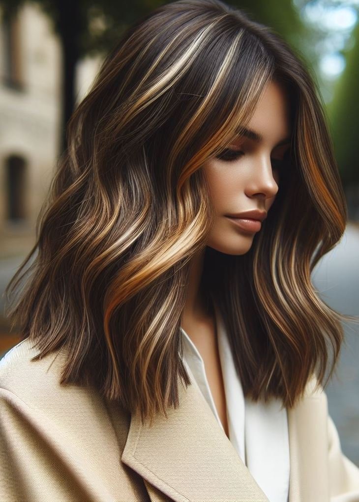 Give your medium hair a style boost! Soft layers and honey highlights create natural dimension and texture. #hairgoals #mediumhair #pocoko