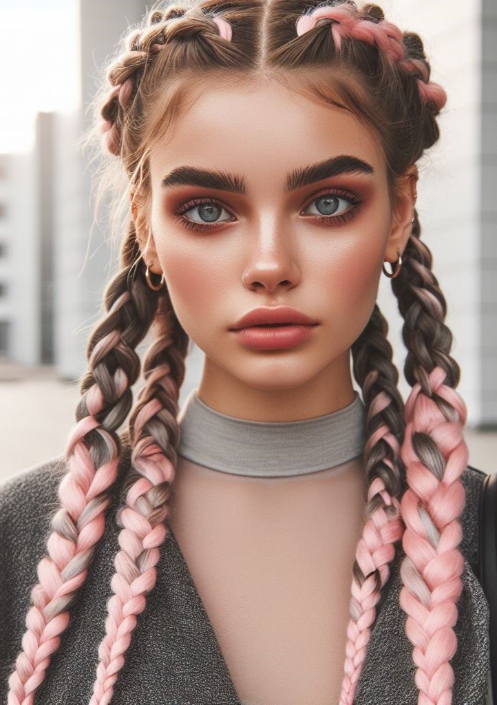 Pink Hairstyles: 22 Modern Inspirations For You To Be In Pink Paradise | Pocoko Stand out from the crowd! Eye-catching Dutch braids with baby pink tips are a unique way to style your hair. Playful and perfect for all hair types! #pinkhairstyle #pocoko #pinkhair #hairgoals