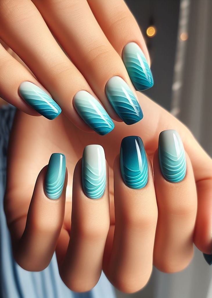 Ocean vibes all year round! This blue to teal ombre is the perfect way to bring the beach to your fingertips.