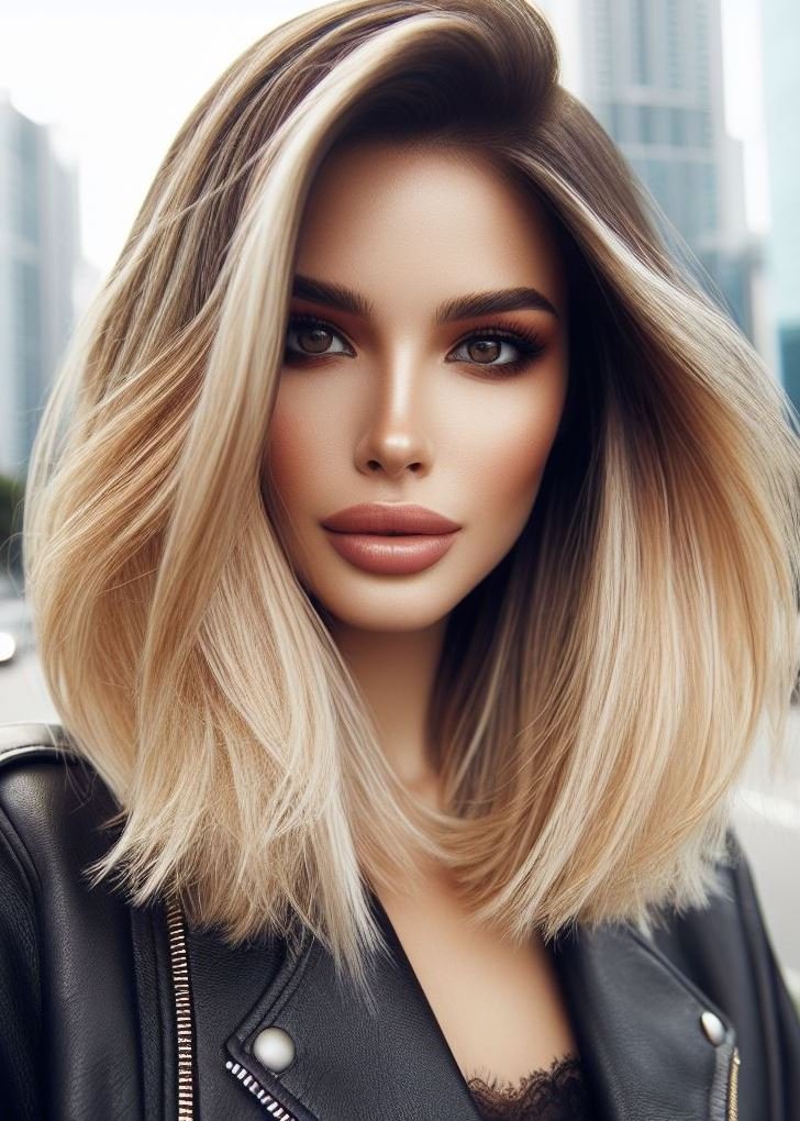 Sun-kissed and dimensional! Soft highlights add a touch of brightness to a honey blonde base on medium hair. Effortless beauty! #mediumhairstyle #honeyhair #pocoko