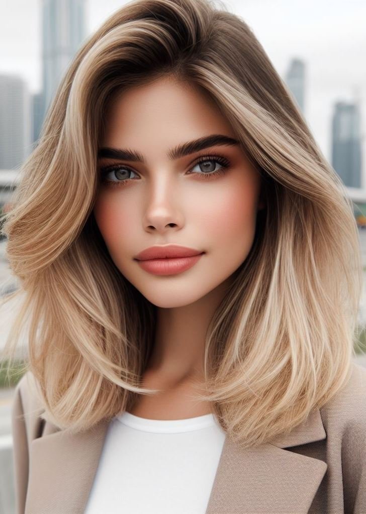 Natural warmth amplified! Soft highlights enhance the natural golden tones of a honey blonde base for beautiful medium hair. #hairstyles #haircolor #pocoko