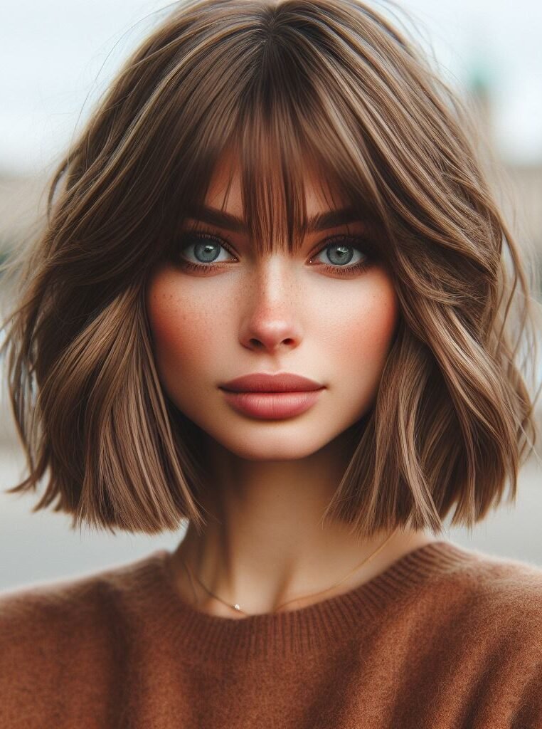"Dive into boho vibes with Curtain Bangs framing a textured lob haircut. This effortlessly chic hairstyle exudes a carefree and laid-back charm, perfect for those embracing the bohemian aesthetic. Embrace the free-spirited look with #CurtainBangs #TexturedLob #BohoVibes #POCOKO."