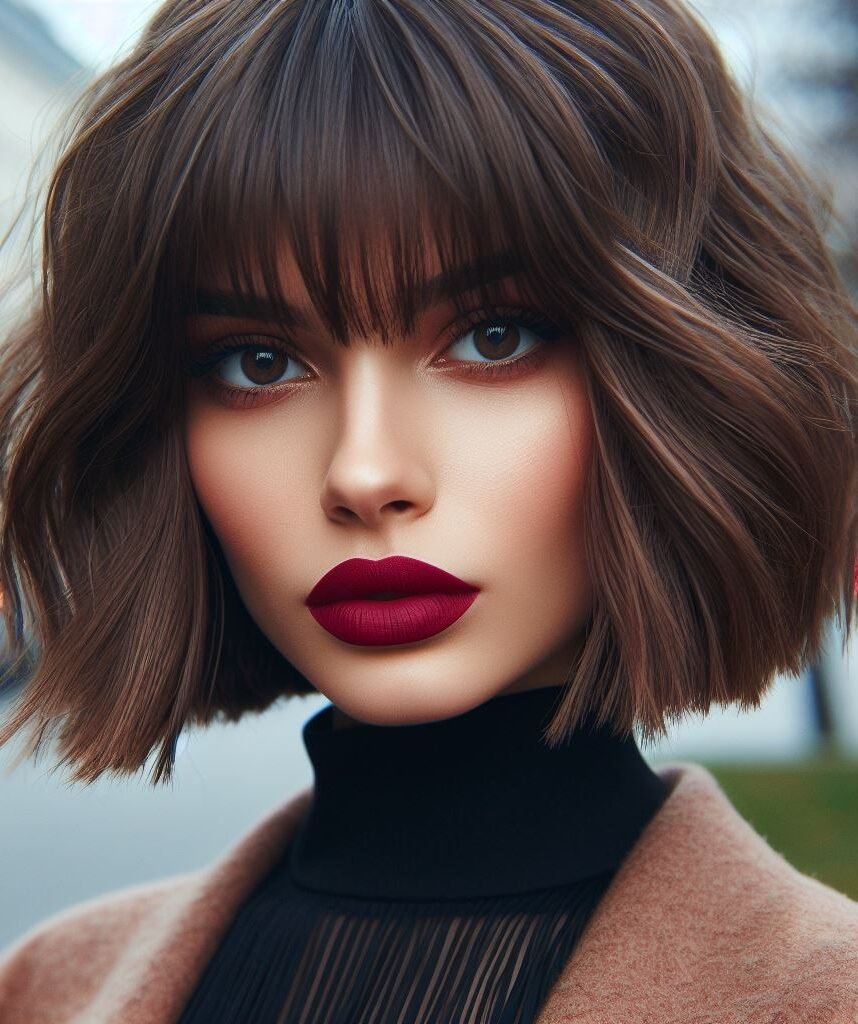 Dive into sophistication with Curtain Bangs enhancing a textured lob haircut. This trendy and versatile style exudes effortless elegance, perfect for any occasion. Elevate your look with #CurtainBangs #TexturedLob #HairstyleInspiration #POCOKO