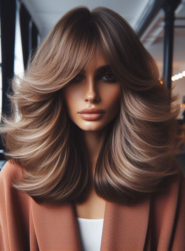 Enhance your style with Curtain Bangs in a Middle Part Blowout, featuring voluminous hair. This chic and versatile hairstyle adds elegance and sophistication to any look, perfect for making a statement. Embrace the voluminous trend with #CurtainBangs #MiddlePartBlowout #VoluminousHair #POCOKO