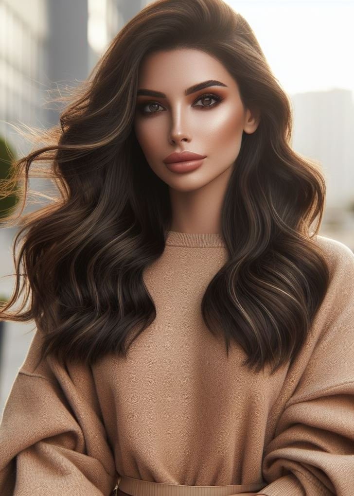 Effortless luxury! A voluminous blowout paired with rich espresso hair color creates a glamorous and sophisticated look for medium hair. #hairstyles #hairinspiration #pocoko