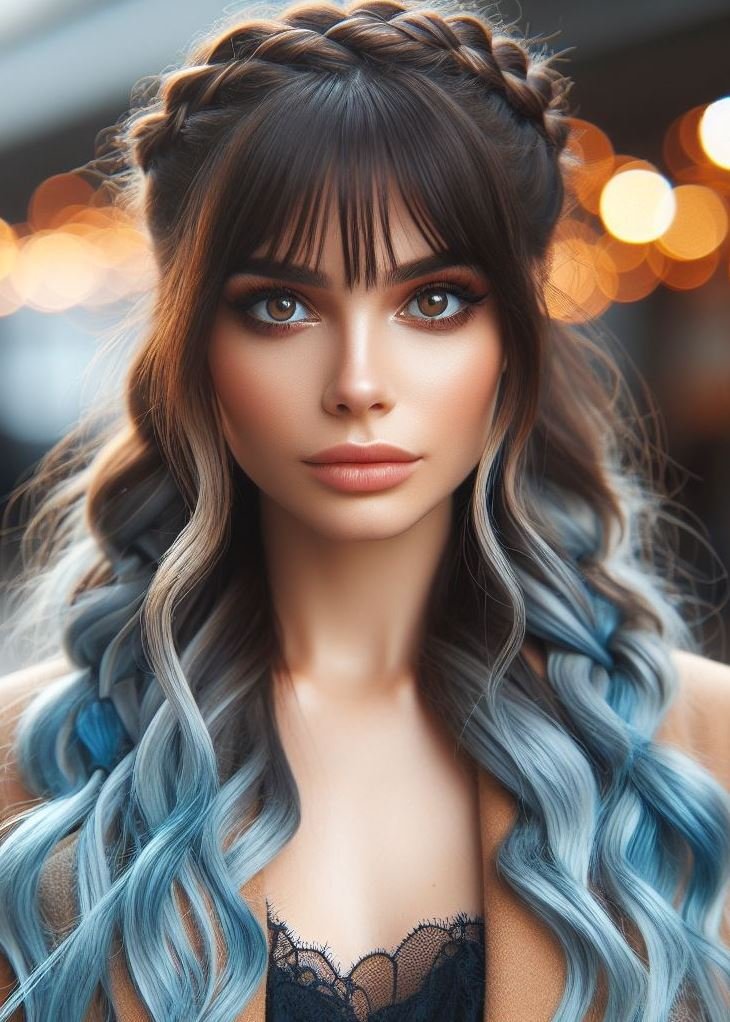 Stunning Crown Braids with Ombre Highlights: Unveiling a World of Color and Style | Pocoko Make a statement with this eye-catching baby blue ombre and crown braid hairstyle. ♀️ #bluehairlife #hairstyleideas #pocoko