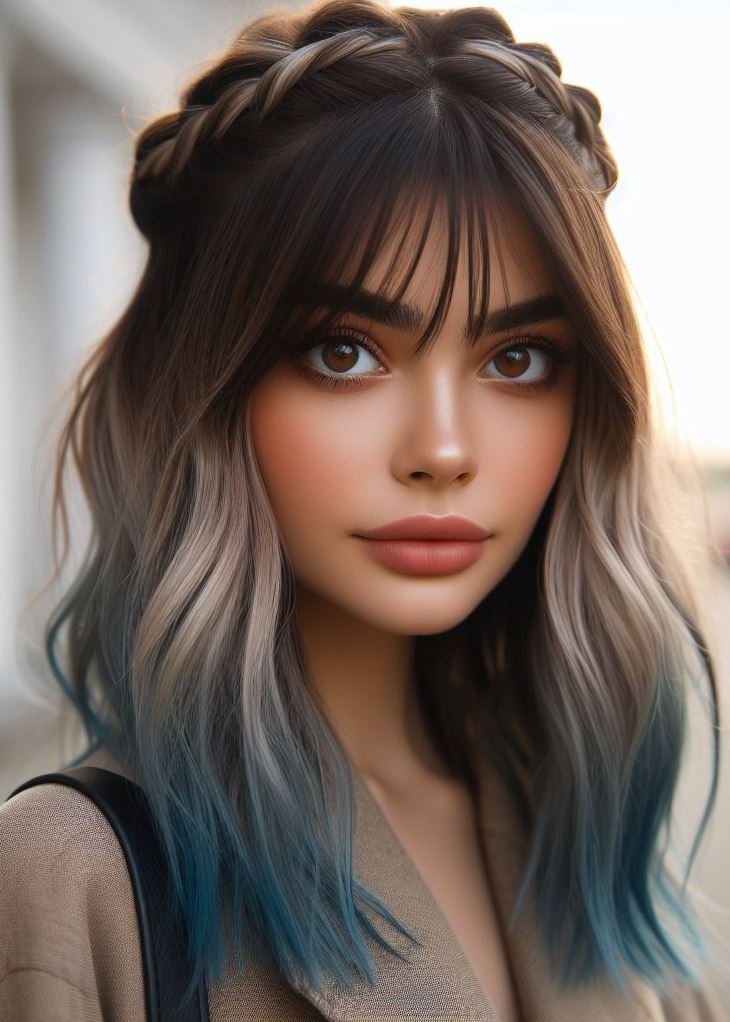 Stunning Crown Braids with Ombre Highlights: Unveiling a World of Color and Style | Pocoko Escape the ordinary with this mesmerizing baby blue ombre and crown braid hairstyle. ✨ #bluehairmagic #hairstyleoftheday #pocoko