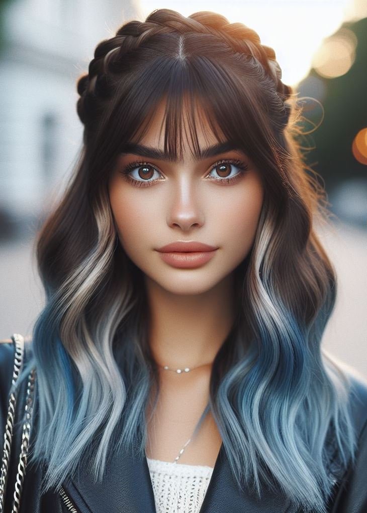 Stunning Crown Braids with Ombre Highlights: Unveiling a World of Color and Style | Pocoko Feeling breezy and beautiful? This baby blue ombre with a crown braid is the perfect summer hairstyle! ☀️ #bluehairlove #hairstylesbytutorial #pocoko