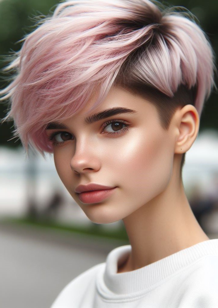 Pink Hairstyles: 22 Modern Inspirations For You To Be In Pink Paradise | Pocoko Pink Hairstyles. Fierce and fabulous! A pink pixie cut with undercut is a bold statement hairstyle that's sure to turn heads. #pinkhairstyle #pocoko #shorthairgoals