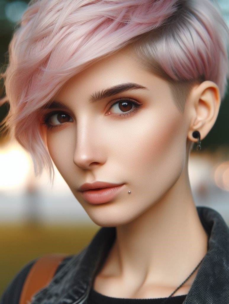 Pink Hairstyles: 22 Modern Inspirations For You To Be In Pink Paradise | Pocoko Pink isn't just for princesses! This edgy pixie cut with undercut combines femininity with a rebellious touch. #pinkhairstyle #pocoko #undercut #punkyhair