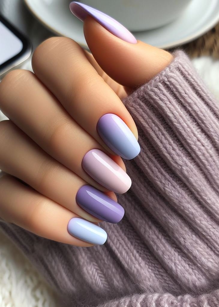 Dreamy nails for dreamy days! This matte lavender to lilac ombre is pure enchantment. ☁️