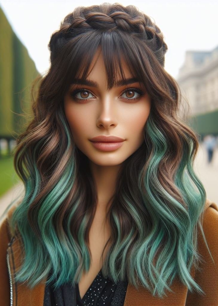 Stunning Crown Braids with Ombre Highlights: Unveiling a World of Color and Style | Pocoko Make a statement with this stunning mint ombre and crown braid combo. It's sure to turn heads and leave a lasting impression. #hairstyleideas #pocoko