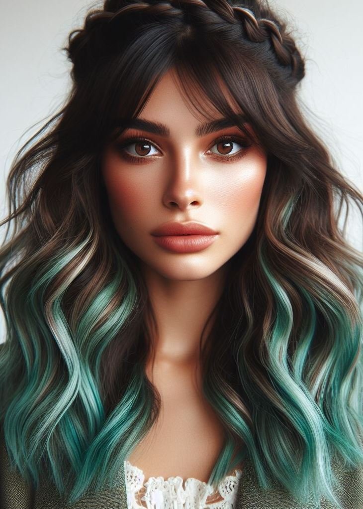 Stunning Crown Braids with Ombre Highlights: Unveiling a World of Color and Style | Pocoko Channel your inner mermaid with this ethereal mint ombre hairstyle accented by a delicate crown braid. #mermaidhair #hairstylesforteens #pocoko #crownbraid #ombrehair