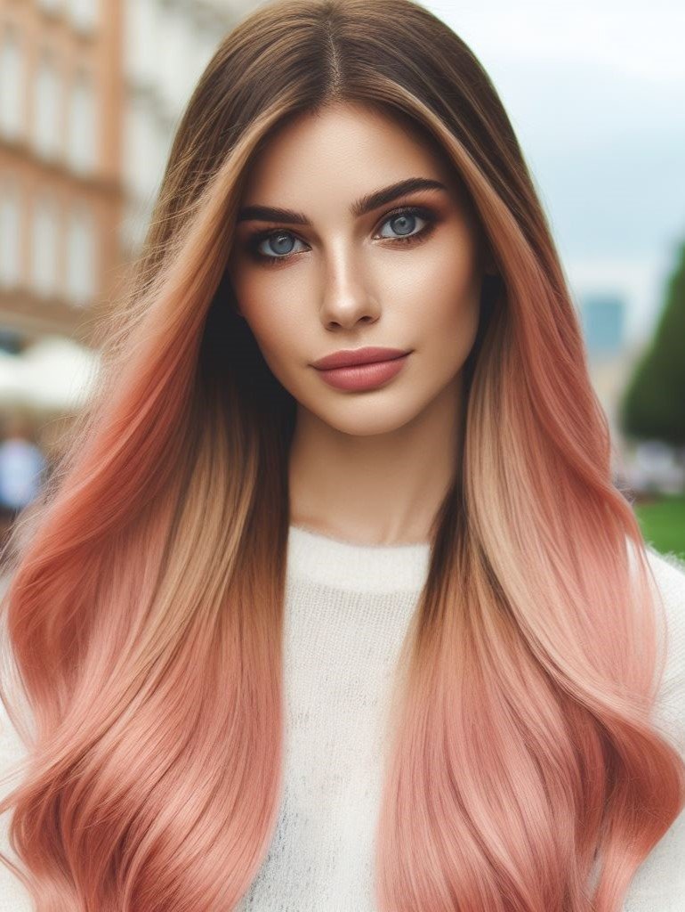 Pink Hairstyles: 22 Modern Inspirations For You To Be In Pink Paradise | Pocoko Pink Hairstyles. Subtle yet striking! Pink balayage on long straight hair adds a touch of color with a seamless blend. Perfect for blondes or brunettes wanting to dip their toes into pink hair. #pinkhairstyle #pocoko #longhairgoals