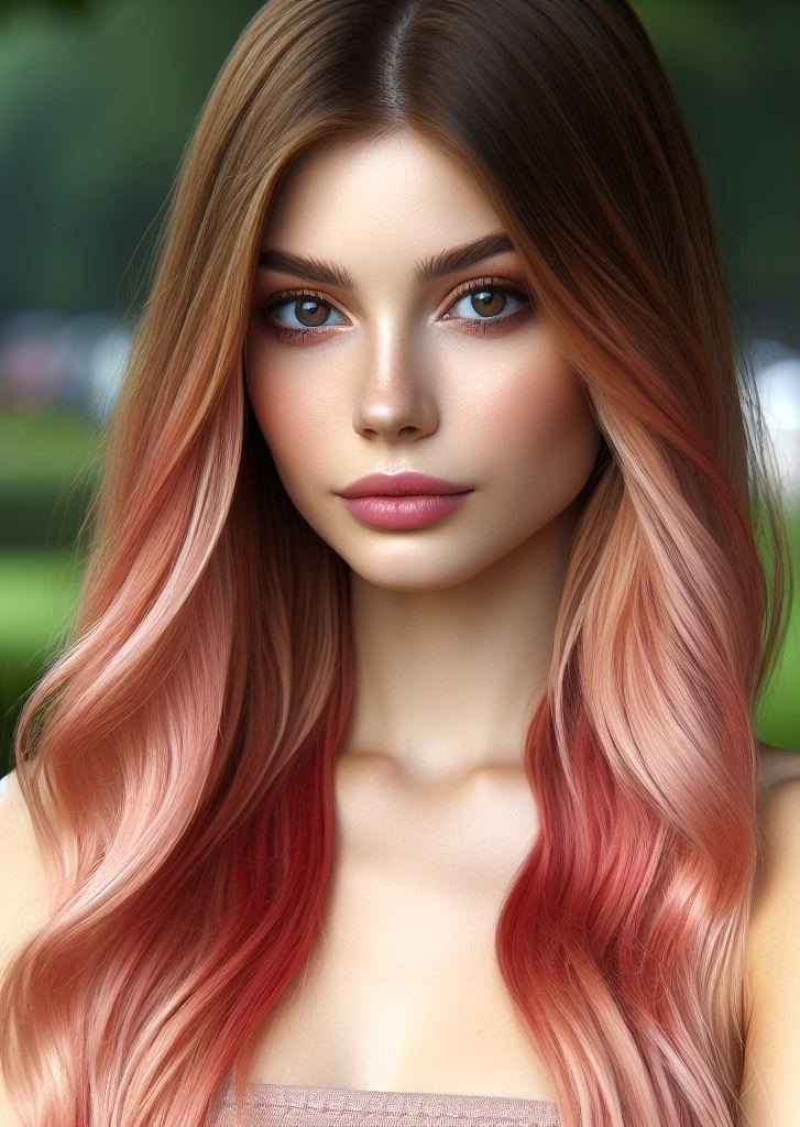 Pink Hairstyles: 22 Modern Inspirations For You To Be In Pink Paradise | Pocoko Beachy vibes all year round! Pink balayage on long straight hair creates a sun-kissed, surfer girl look. #pinkhairstyle #pocoko #summerhair #hairinspiration
