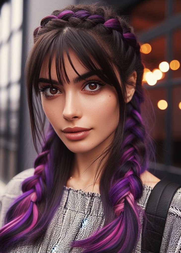 Stunning Crown Braids with Ombre Highlights: Unveiling a World of Color and Style | Pocoko Make a statement with this stunning violet ombre and crown braid combo. It's sure to turn heads and leave a lasting impression. #hairstyleideas #pocoko