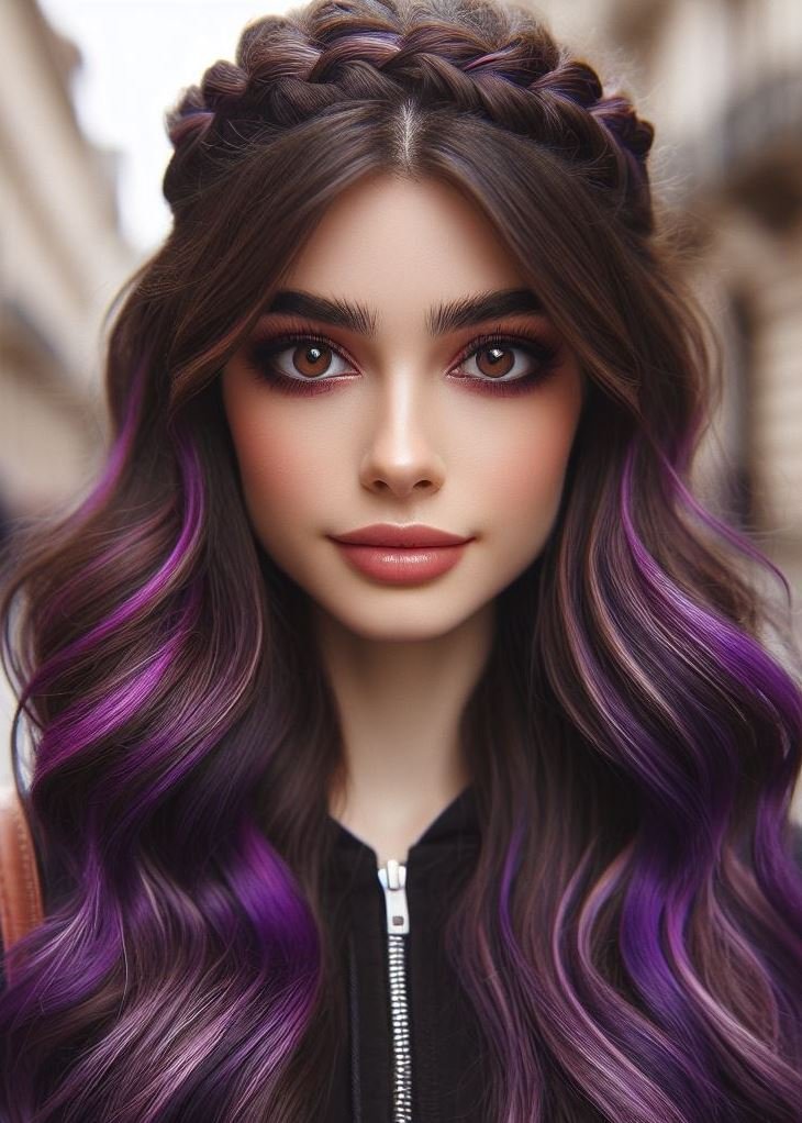 Stunning Crown Braids with Ombre Highlights: Unveiling a World of Color and Style | Pocoko Feeling ethereal and beautiful? This violet ombre with a crown braid is the perfect hairstyle for a day out or a special occasion. #hairstyleoftheday #pocoko