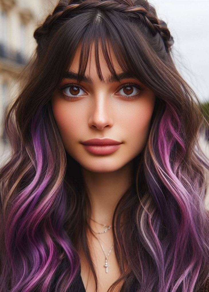 Stunning Crown Braids with Ombre Highlights: Unveiling a World of Color and Style | Pocoko Fairytale vibes: Unleash your inner princess with a whimsical lavender ombre hairstyle accented by a charming crown braid. #lavenderhair #hairstylesforteens #pocoko