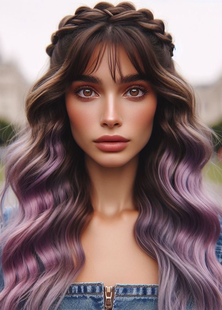 Stunning Crown Braids with Ombre Highlights: Unveiling a World of Color and Style | Pocoko Effortless style: Elevate your everyday look with a sophisticated lavender ombre cascading into a chic crown braid. #hairgoals #hairstylesforlonghair #pocoko