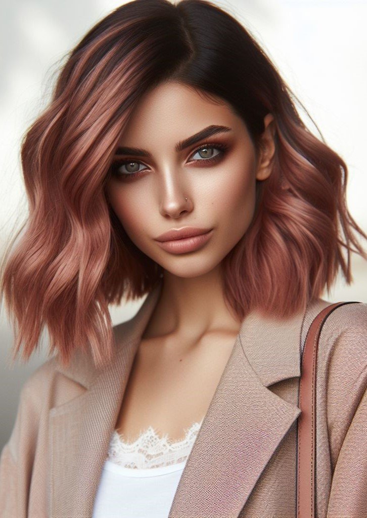 Pink Hairstyles: 22 Modern Inspirations For You To Be In Pink Paradise | Pocoko Tousled waves and a side part add texture and dimension to this stunning pink lob. #pinkhairstyle #pocoko #pinkhair #hairgoals