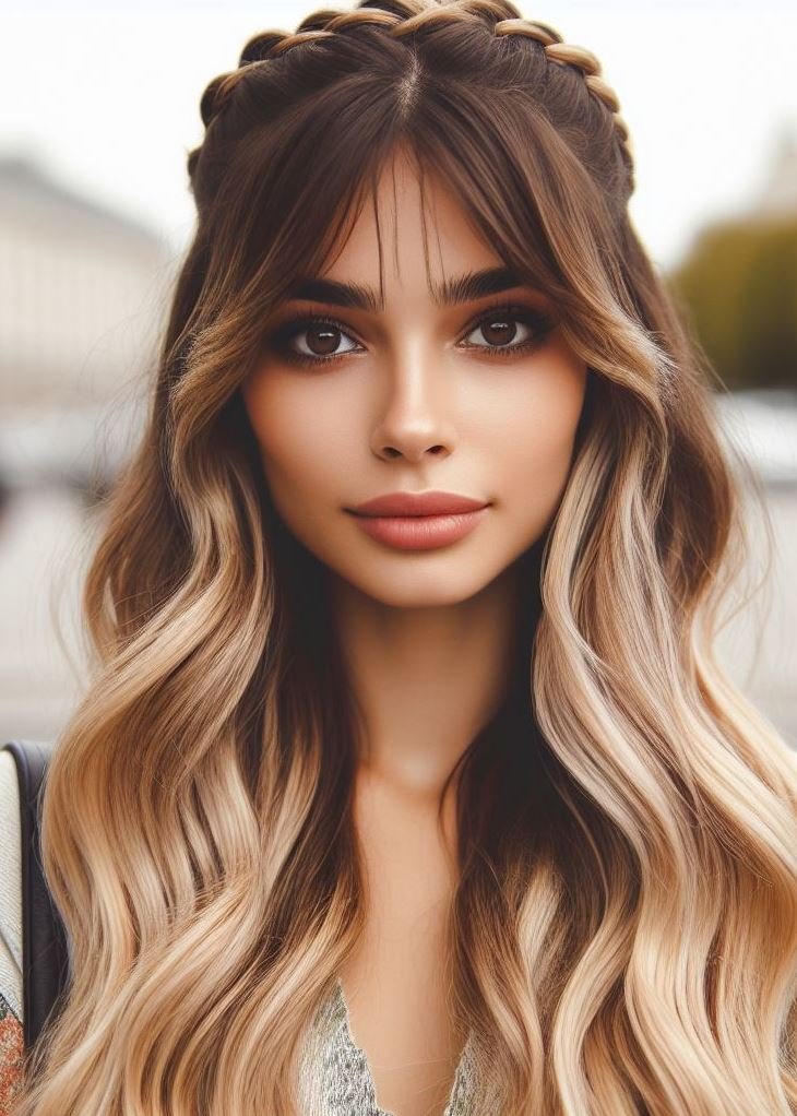 Stunning Crown Braids with Ombre Highlights: Unveiling a World of Color and Style | Pocoko Feeling breezy and beautiful? This blonde ombre with a crown braid is the perfect hairstyle for a day out or a summer evening. #blondehairfun #easyhairstyles #pocoko