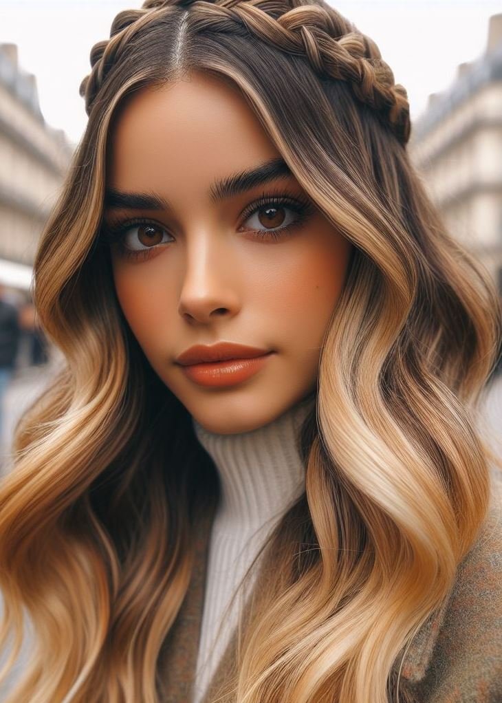 Stunning Crown Braids with Ombre Highlights: Unveiling a World of Color and Style | Pocoko Show off your playful side: This blonde ombre transitions into a fun and flirty crown braid, perfect for adding a touch of personality. #hairstyles #hairstyleideas #pocoko
