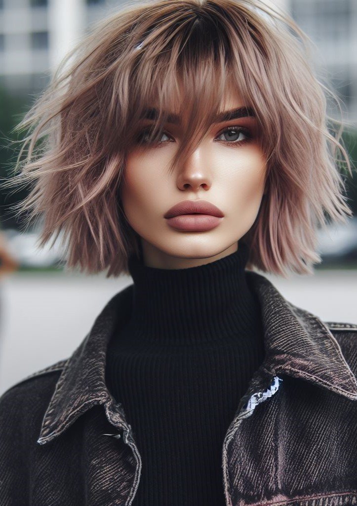 Pink Hairstyles: 22 Modern Inspirations For You To Be In Pink Paradise | Pocoko Add instant volume and texture to your hair with a dusty pink shag haircut! The playful texture and flirty color are perfect for adding a touch of personality to your look. #pinkhairstyle #pocoko #texturedhair