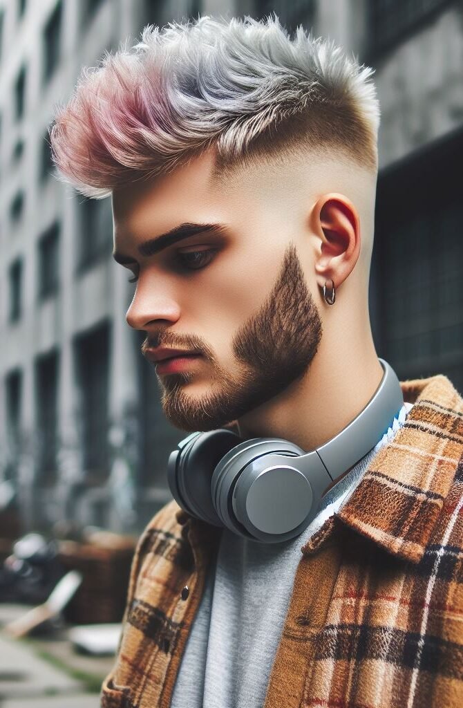 Channel your inner rockstar. A low fade haircut with a side swept fringe adds a touch of rebellious cool.