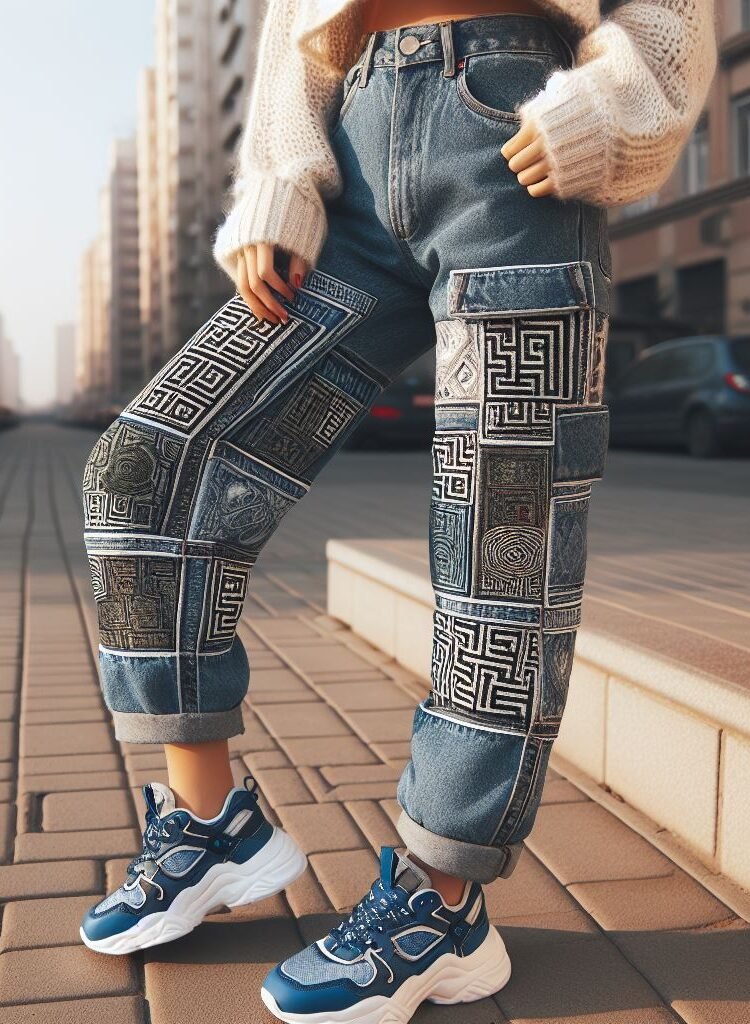 Denim gets a puzzle upgrade! Explore the world of stacked jeans featuring maze-like designs for a playful twist on street style. #stackedjeans #pocoko #fashion #streetwear