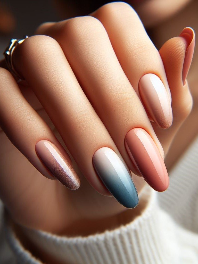 Make your manicure magical with pastel gradient ombre nails. Watch as soft pinks, blues, and greens blend into a beautiful harmony.