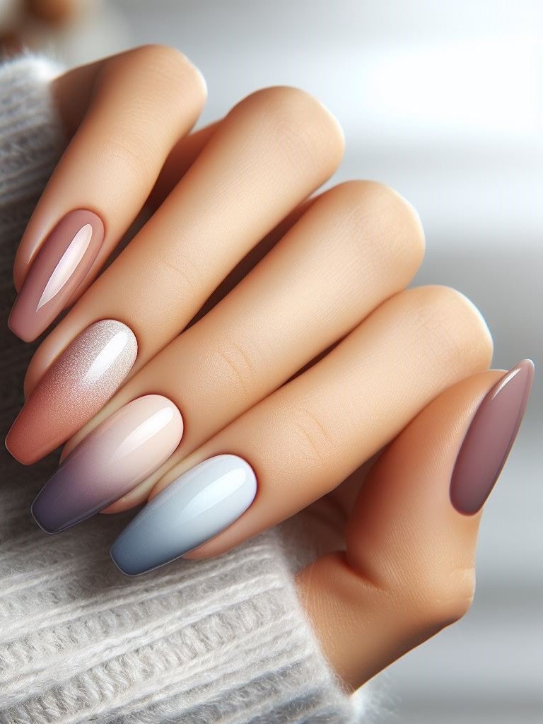 Ready to add some magic to your manicure? Dive into pastel gradient ombre nails where baby blue meets soft lavender in a perfect, subtle fusion.